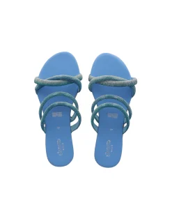 Sandalia tira trenzada brillos