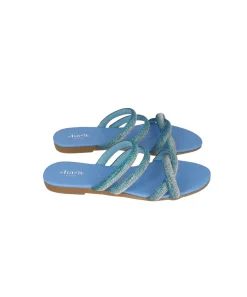 Sandalia tira trenzada brillos