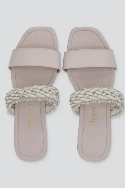 Sandalia tira trenzada brillos