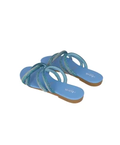 Sandalia tira trenzada brillos