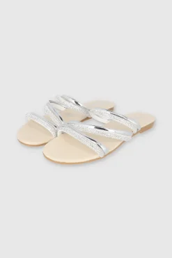 Sandalia tiras brillo mix pu