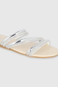 Sandalia tiras brillo mix pu