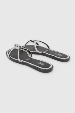 Sandalia tiras brillos cruzados