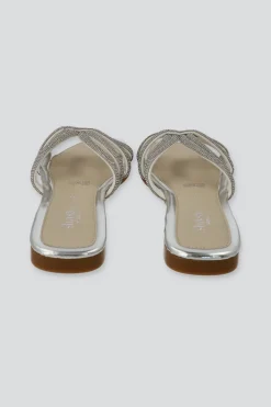 Sandalia tiras brillos cruzadas