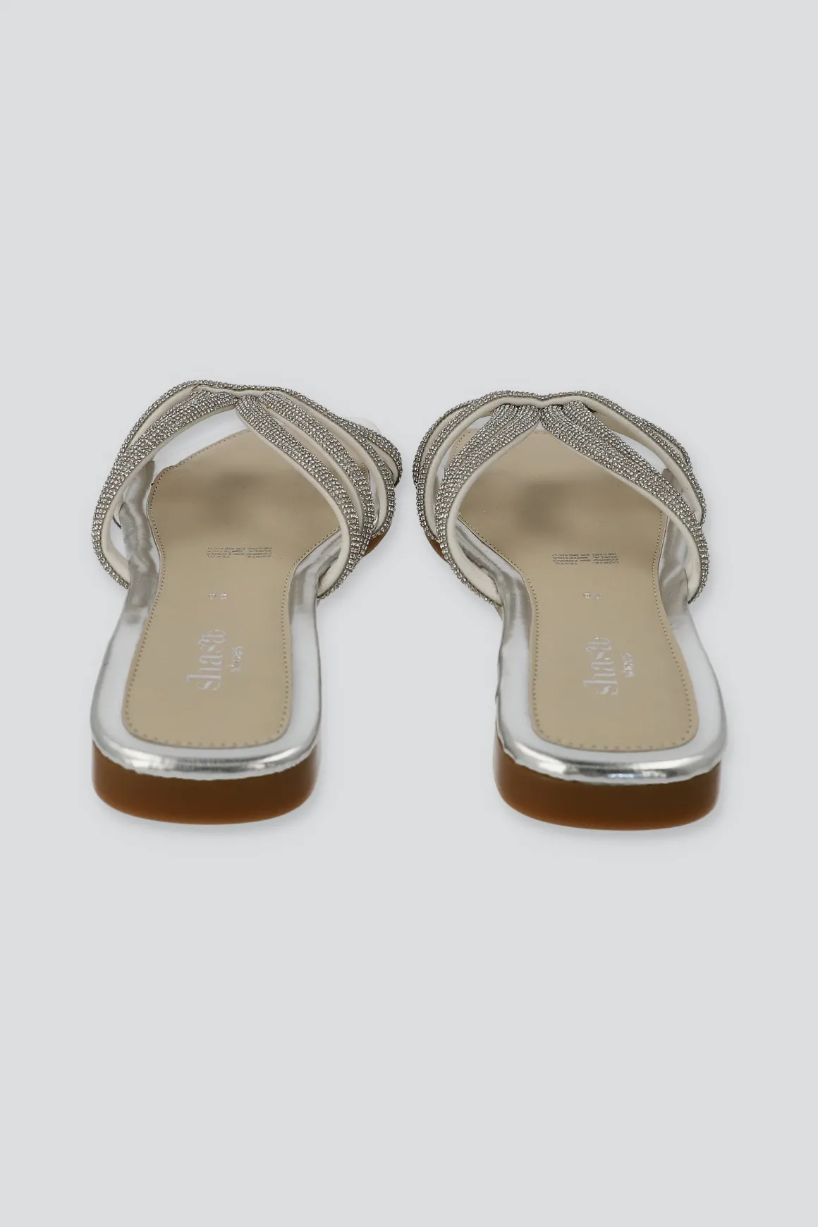 Sandalia tiras brillos cruzadas