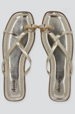 Sandalia tiras delgadas metálicas detalle dedo