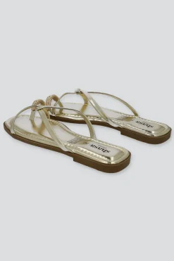 Sandalia tiras delgadas metálicas detalle dedo