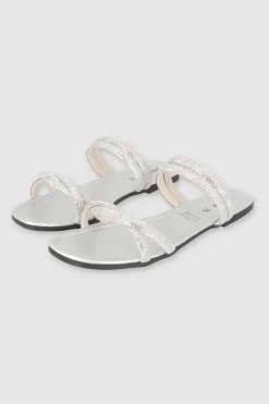 Sandalia tiras dobles brillos