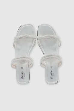 Sandalia tiras dobles brillos