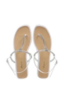 Sandalia Tiras Nudo Brillos