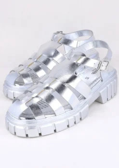 Sandalias cangreja metálica