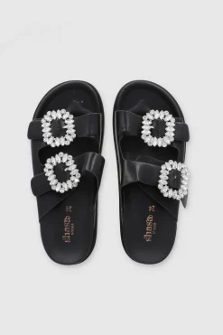 Sandalias Doble Hebilla Piedras Brillosas