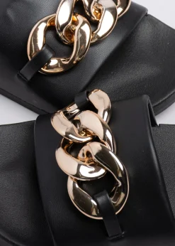 Sandalias slide cadena chunky frontal