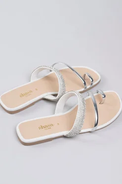 Sandalias Tiras Brillos Anillo Dedo