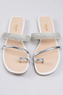 Sandalias Tiras Brillos Anillo Dedo