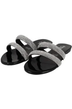 Sandalias tiras dobles brillos