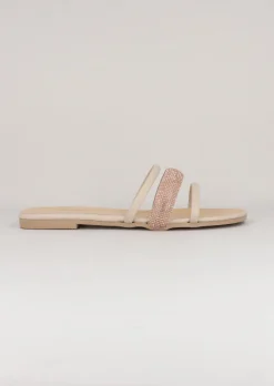 Sandalias triple tira brillos