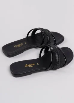 Sandalias triple tira brillos