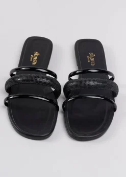 Sandalias triple tira brillos