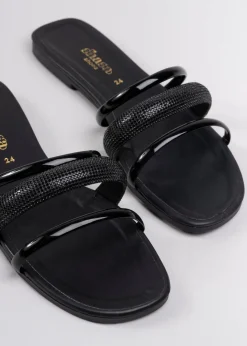 Sandalias triple tira brillos