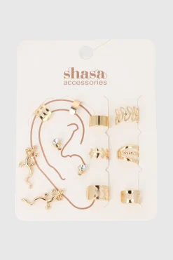 Set 10 earcuff hojas corazón