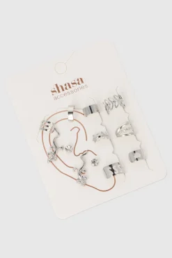 Set 10 earcuff hojas corazón