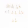 Set 6 pares aretes estrella