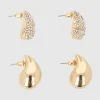 Set 2 pares aretes gota brillos