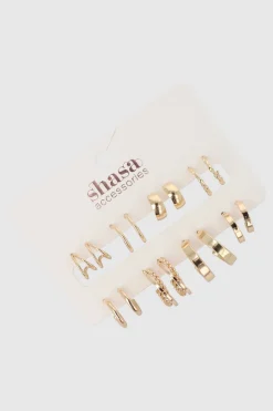 Set 8 Pares Arracadas Cadena