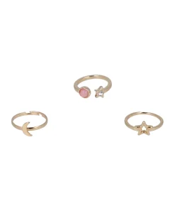 Set 3 Piezas Anillos Luna Estrella