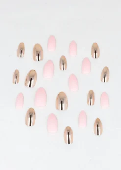 Set 24 piezas uña postiza mate metálico