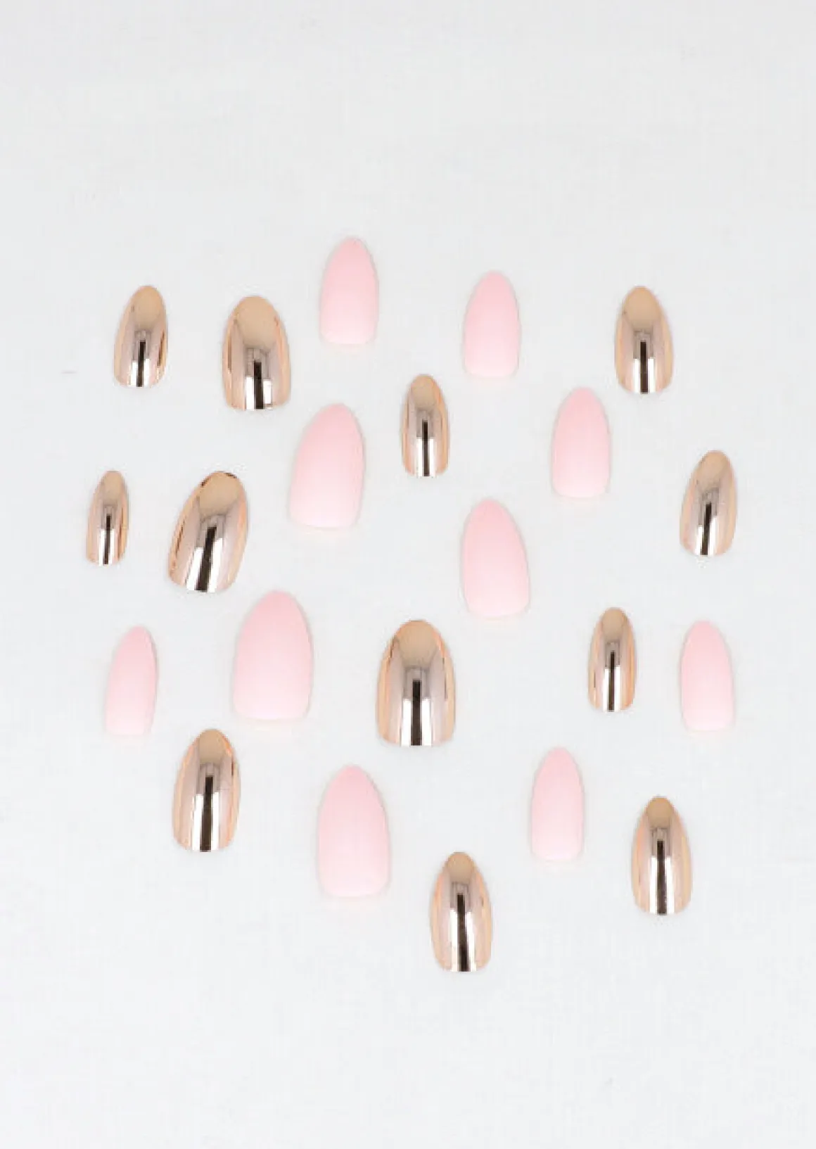 Set 24 piezas uña postiza mate metálico