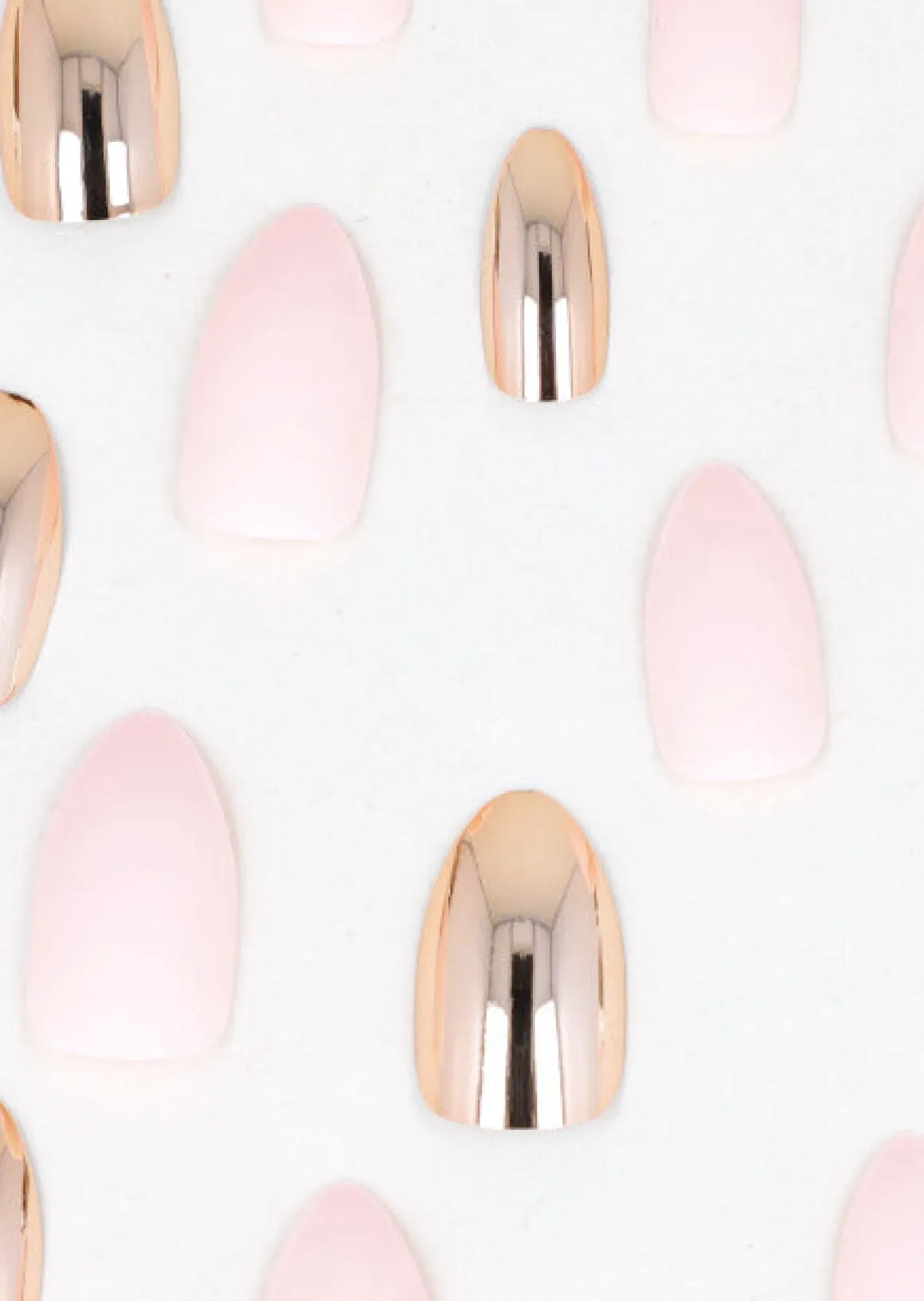 Set 24 piezas uña postiza mate metálico
