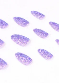 Set 12 uñas almendradas brillo