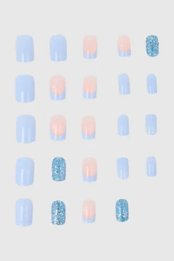 Set 24 uñas copo de nieve