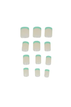 Set 12 uñas cuadradas francesas