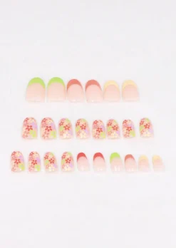 Set 24 uñas flores