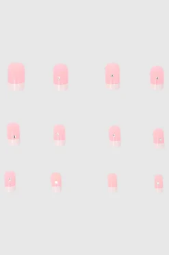 Set 12 uñas french brillo