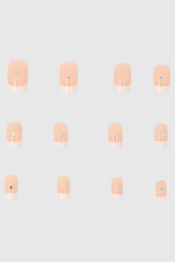 Set 12 uñas french brillo