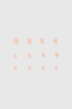 Set 12 uñas french brillo