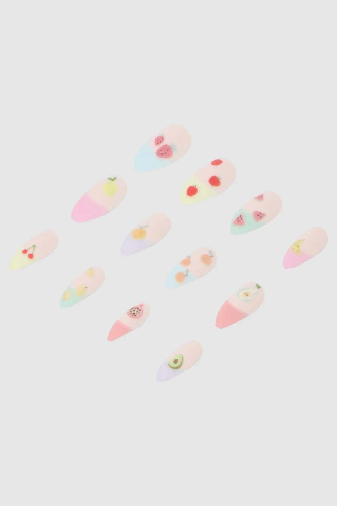Set 12 uñas french frutas