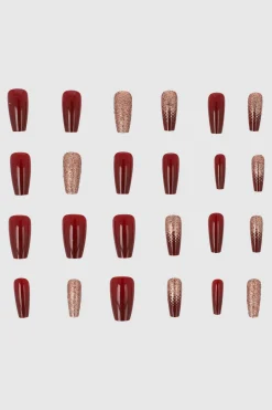 Set 24 uñas glitter mix