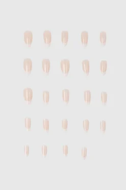 Set 24 uñas mani frances cromado