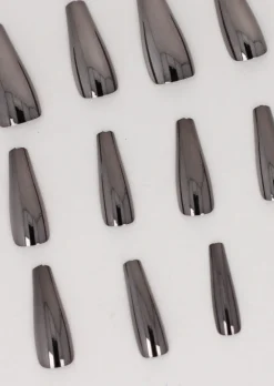 Set 12 Uñas Postizas Efecto Metálico