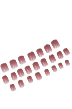 Set 24 uñas postizas francés brillo