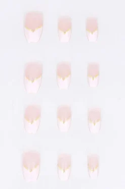 Set 12 uñas postizas french brillo