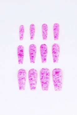Set 12 Uñas Postizas Largas Manchas