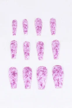 Set 12 Uñas Postizas Largas Manchas