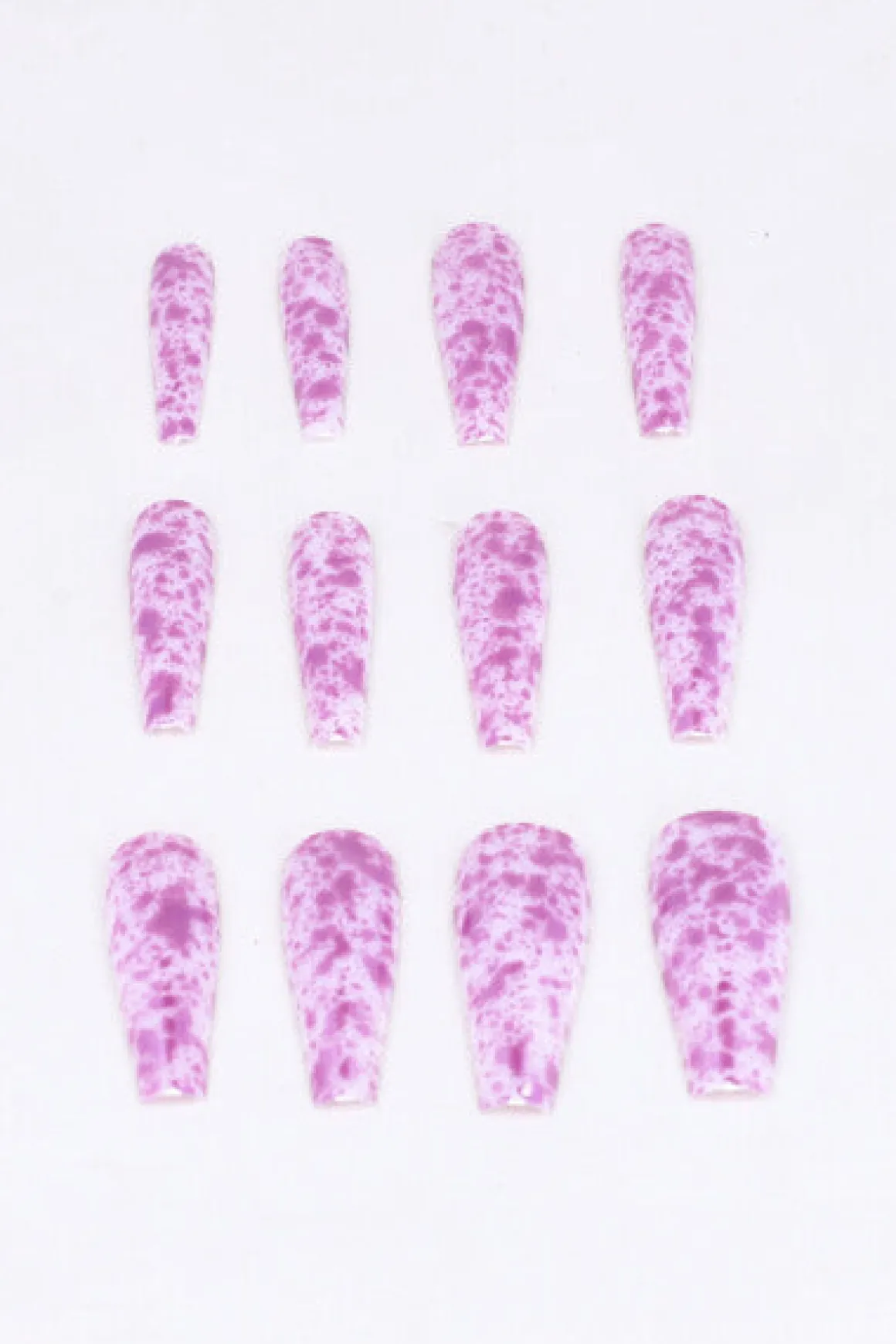 Set 12 Uñas Postizas Largas Manchas