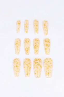 Set 12 Uñas Postizas Largas Manchas